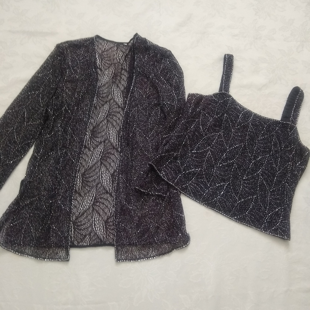 Mon Cheri Cameron Blake 2 piece jacket top shimmer beads